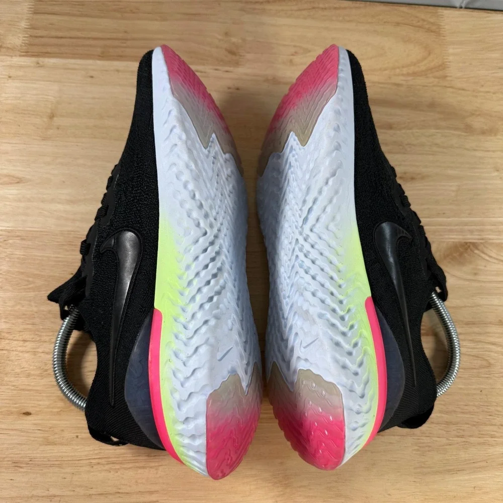 Nike Epic React Flyknit 2 Sneakers Mens Black Low Top Running Athletic Shoes - 8
